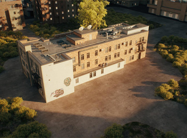 3D building rendered using Houdini/Redshift3D