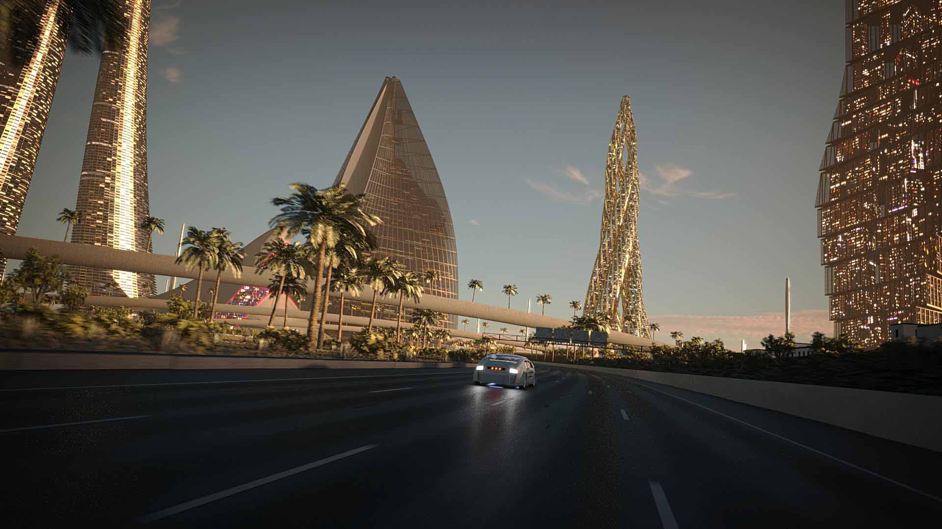 Procedural 3D model of future Middle Eastern 3D environment